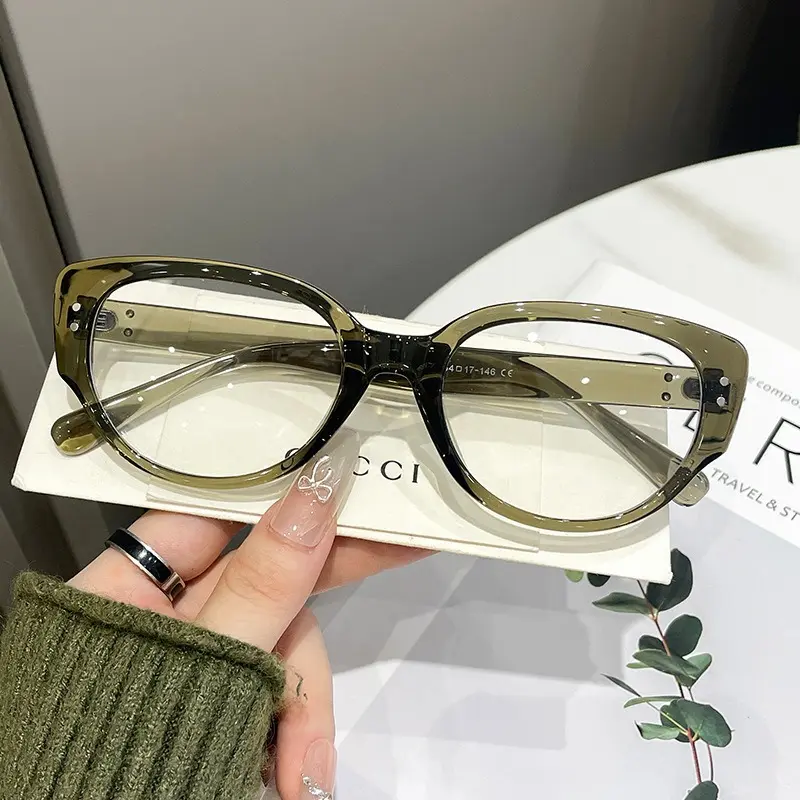 眼镜框可配近视度数女高级感咖色圆脸显瘦素颜tr90防蓝光镜架