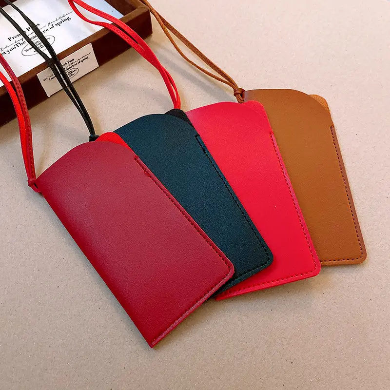 复古皮革长方形眼镜包项链小众个性毛衣链简约设计感项饰女