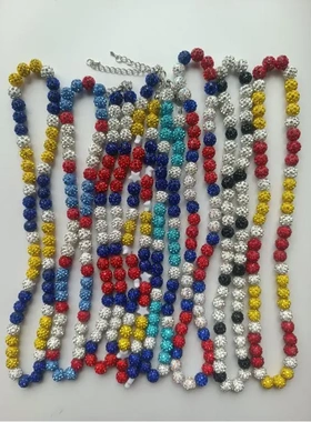 10mmab软陶泥钻球弹力线香项链手链嘻哈白绿棒球w7632