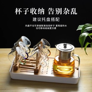 单个主人杯子加厚带把6只装 玻璃小茶杯透明i家用功夫茶具套耐热装