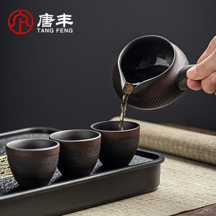 石磨懒人防.烫泡茶神 紫陶功夫茶具紫砂复古盖碗茶杯家用茶壶套装