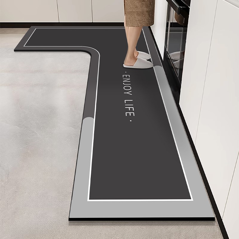 厨房地垫c整块L形吸水吸油防滑地毯防油可擦定制硅藻泥脚垫可定制