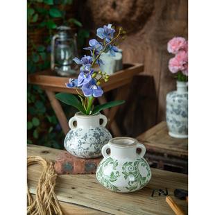 覆古老陶瓷花瓶装饰客厅插花美国花园无障碍豪华高端设计小众花容
