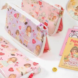 afrocat 韩国可爱笔袋卡通洋娃娃防水拉炼 炼 立体大容量学生文具