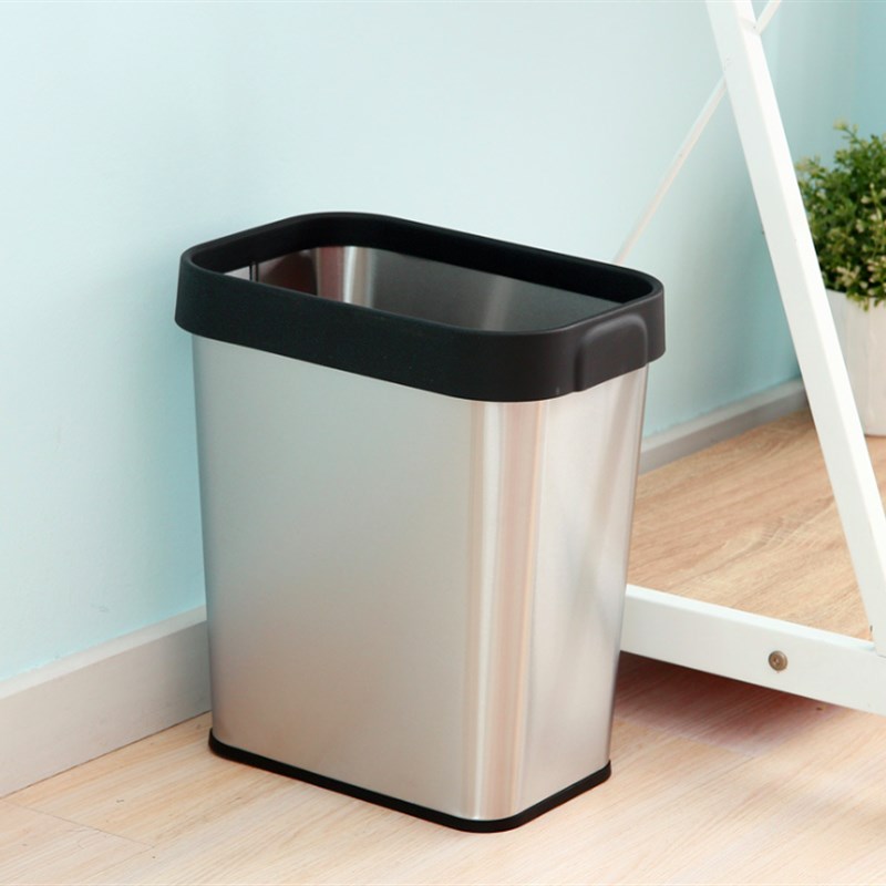 12升不锈钢缝隙垃圾桶厨房办公室大号方形分类无盖压Z圈式清洁桶