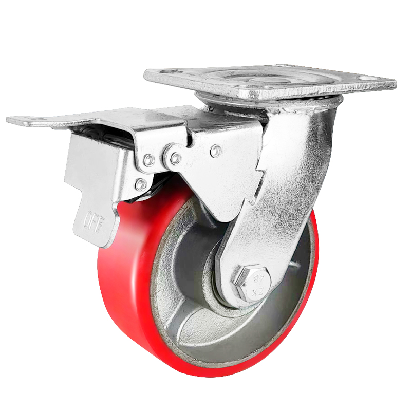 4寸5寸6寸8寸重型铁芯pu轮耐磨易推加厚支O架手推车脚轮万向脚轮