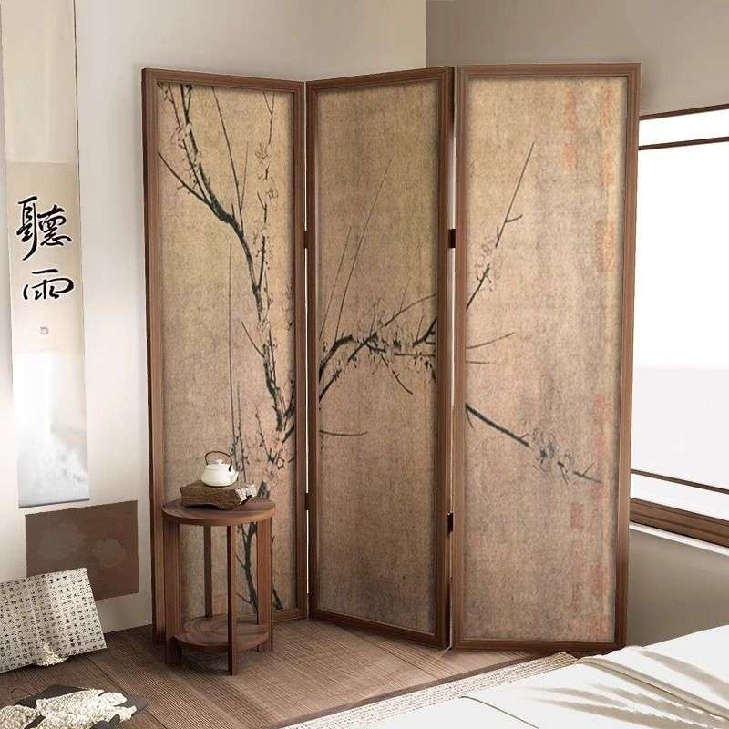 简约可移动木质屏风隔断客厅实木玄关入户家用酒店办公室折叠移动