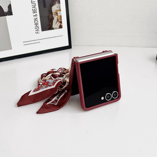 适用三星Z Flip7手机壳Samsung折叠屏zflip7保护套高级感气质名媛女款外壳手提丝巾链条幸运花防摔全包镜头潮