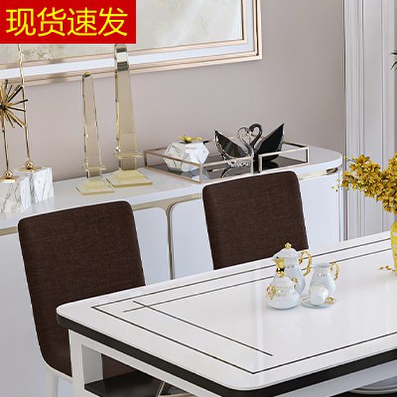钢化玻璃双层餐桌椅组合小户型家用储物吃饭桌子客饭厅长方形桌椅