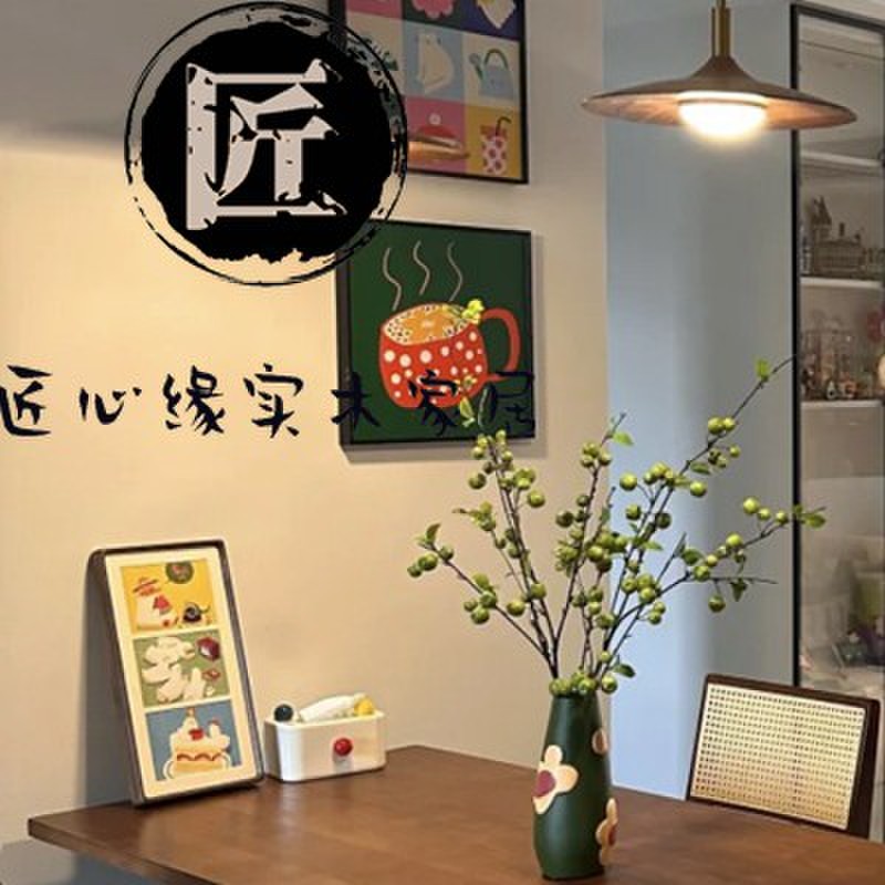 中古实木餐桌长方形原木家用客厅饭桌设计师工作台创意复古风长桌