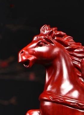红花梨木雕马上有钱摆件实木质马到成功家居客厅办公装饰工艺礼品