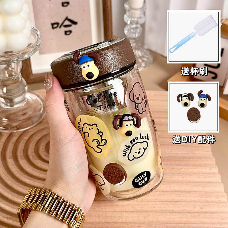 新款2025女士高颜值杯子双层泡茶杯高硼硅玻璃杯耐高温水杯ins风