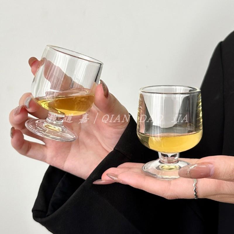 新品复古高颜值高脚小酒杯纯天然原矿水晶甜酒杯加厚家用高透一口
