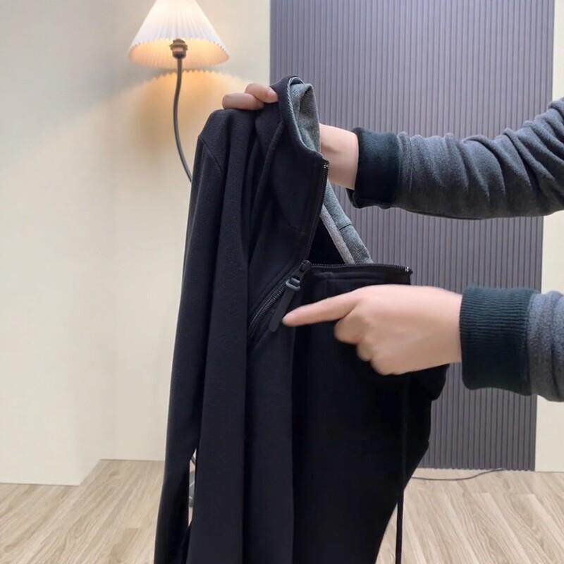 好货大码胖mm纯棉半拉链连帽假两件卫衣女秋季显瘦休闲风百搭长袖