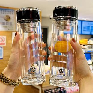 水杯男2025新款 新品 杯子高级感轻奢高颜值双层玻璃杯茶水分离泡茶