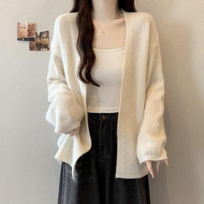 推荐大码黑色针织开衫外套