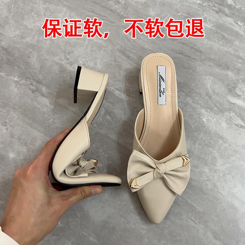 好货韩简约风尖头黑色短筒靴坡高跟显瘦百搭气质一脚蹬轻熟风时装