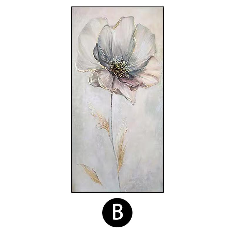 手绘油画《富贵牡丹》玄关挂画轻奢花卉别墅客厅背景墙装饰画餐厅图片