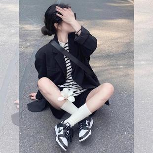 高级黑色阔版oversize西装外套女春秋2024新款休闲宽松慵懒风西服