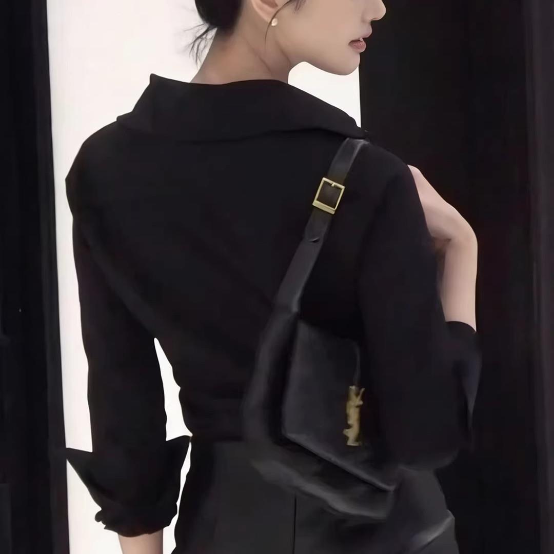 好货御姐风高级感轻奢黑色职业衬衫女长袖修身显瘦通勤内搭打底衫