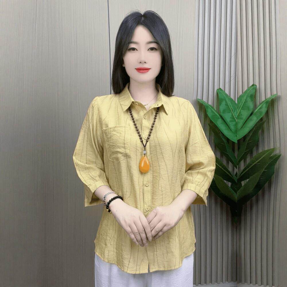 好货中老年短款上衣长袖衬衣外套女小个子Q减龄大码衬衫女款2026