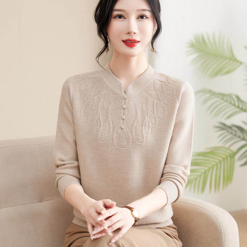 好货中老年女装国风针织衫洋气上衣2026秋季新款妈妈装毛衣时尚套