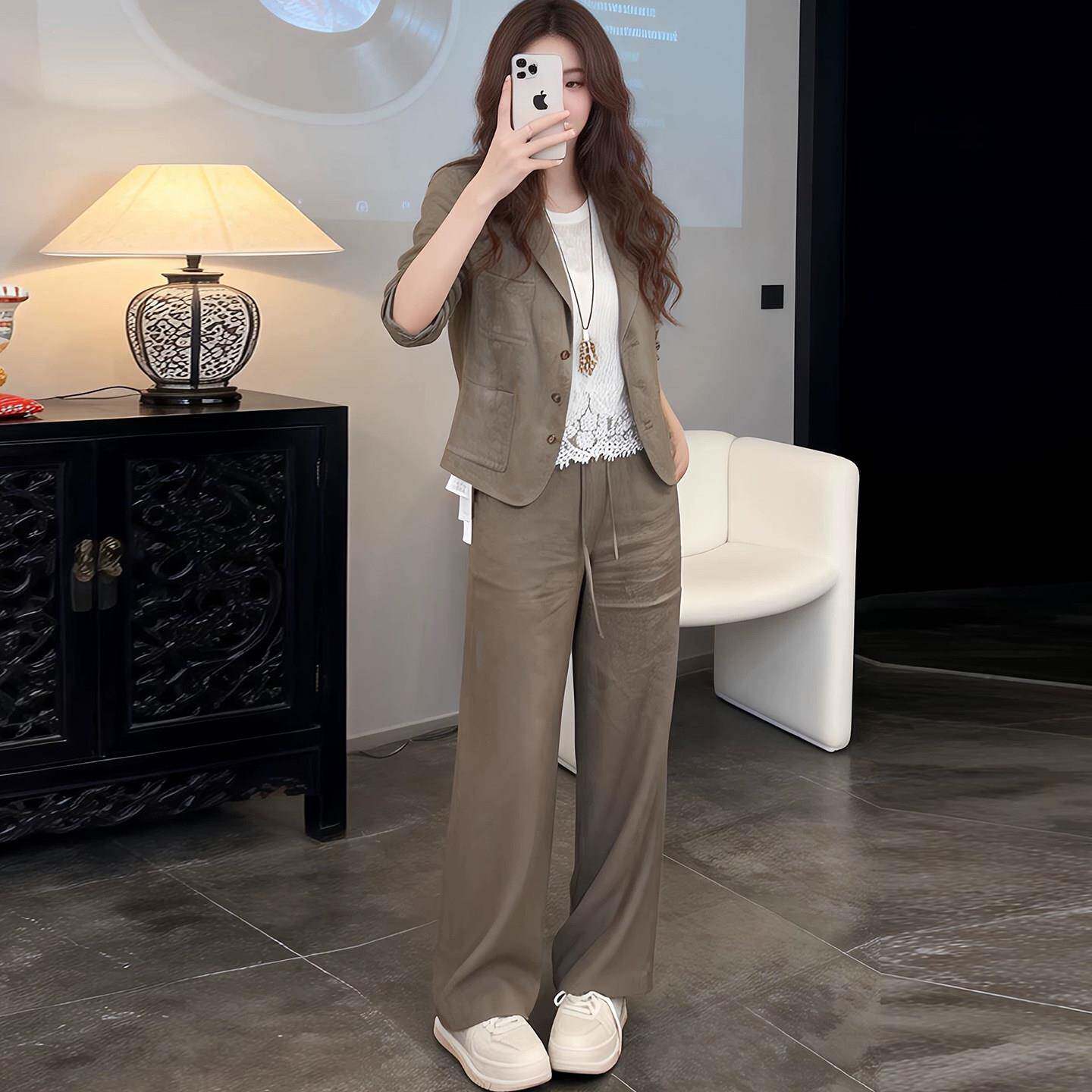 好货时尚洋气小西装套装女2026春季新款休闲显瘦西服外套阔腿裤两