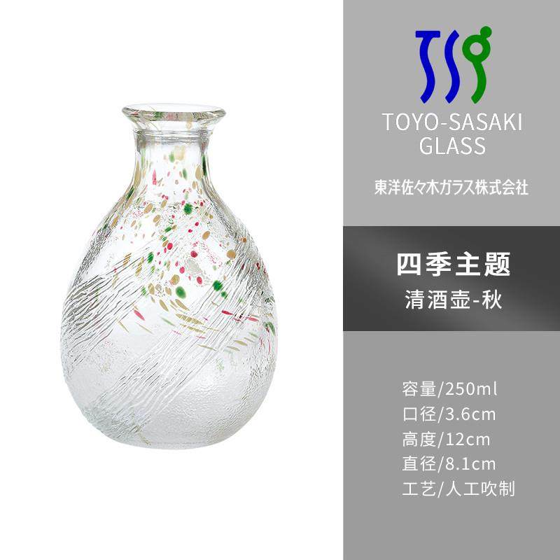 推荐日本进口东洋佐佐木日式清酒杯春夏秋冬水墨风清酒壶彩色玻璃