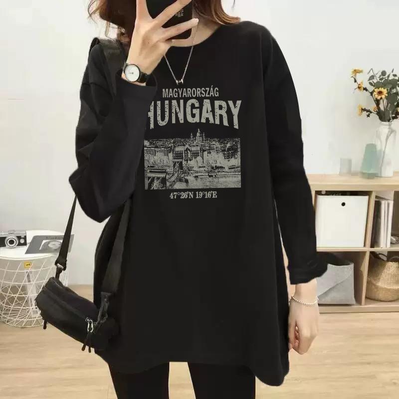 新长袖上衣t恤女春装2025新款今年流行爆款大码打底衫中长款遮屁