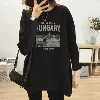 新长袖上衣t恤女春装2025新款今年流行爆款大码打底衫中长款遮屁