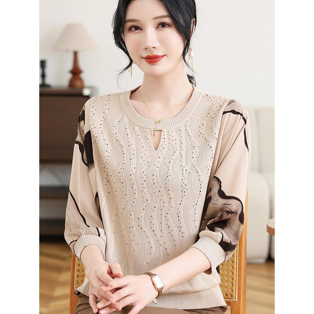 好货妈妈春装七分袖针织打底小衫2026新款中老年女士春秋套装洋气