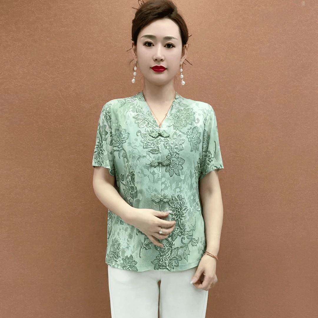 好货新中式上衣短款短袖t恤上衣女2026新款J妈妈装气质小衫中老年