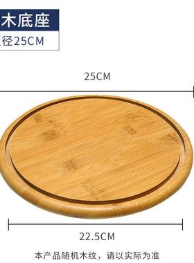 日式竹木底座展示罩密封罐