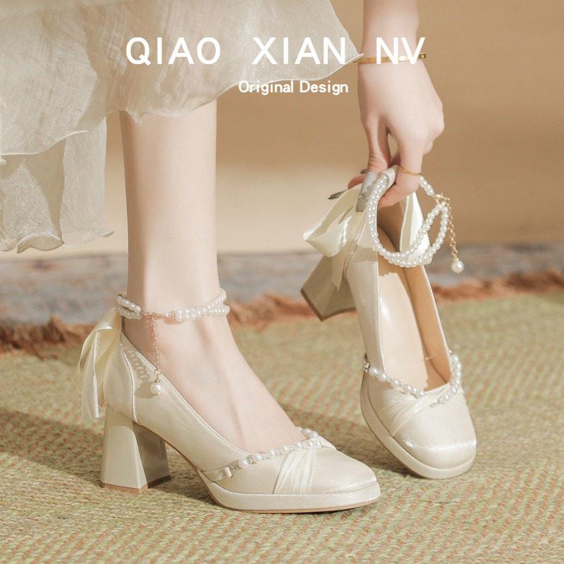 好货绝美玛丽珍高跟鞋女配裙子法式婚纱新娘订婚鞋女鞋旗袍鞋单鞋