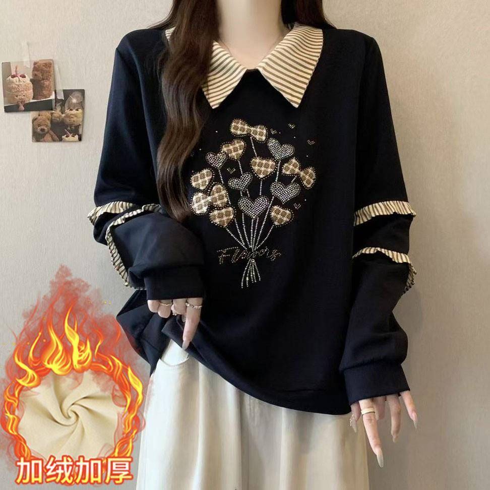 好货大码卫衣女2026秋冬新款爆款时尚洋气加绒加厚高级感撞色绣花