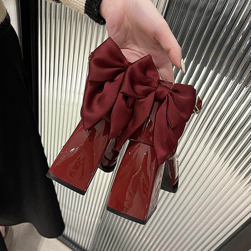 新品小个子玛丽珍高跟鞋2026新款礼服婚宴鞋粗跟不累脚单鞋子蝴蝶