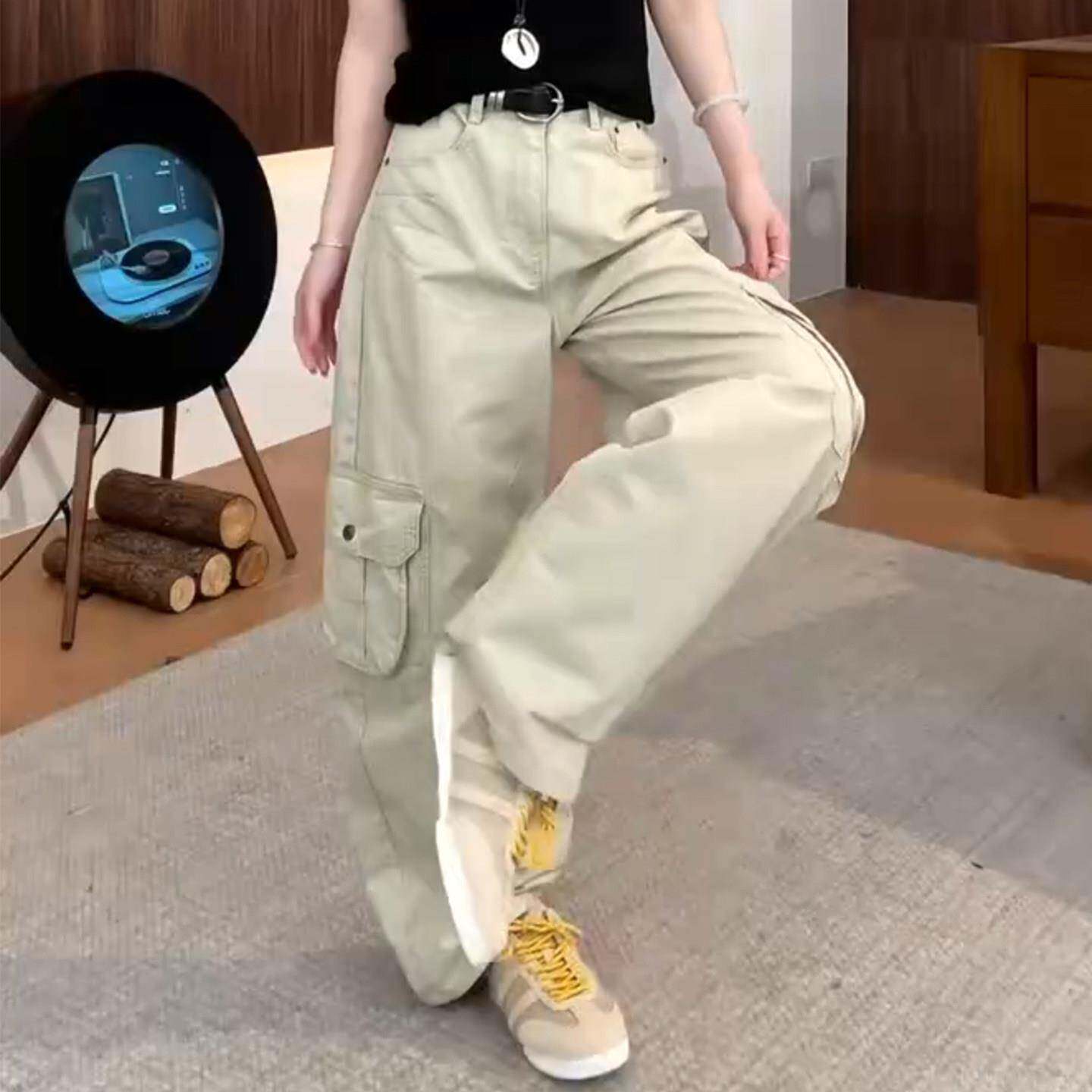 好货卡其色休闲工装裤女2026新款春秋小个子宽松窄版阔腿冲锋酷飒