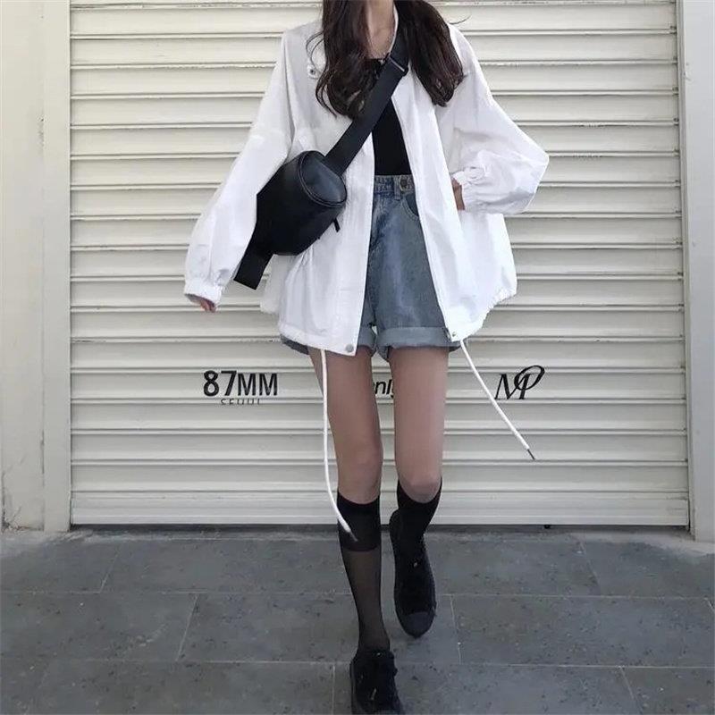 好货白色外套棒球服女春秋2026年新款宽松韩版学生原宿bf风长袖上