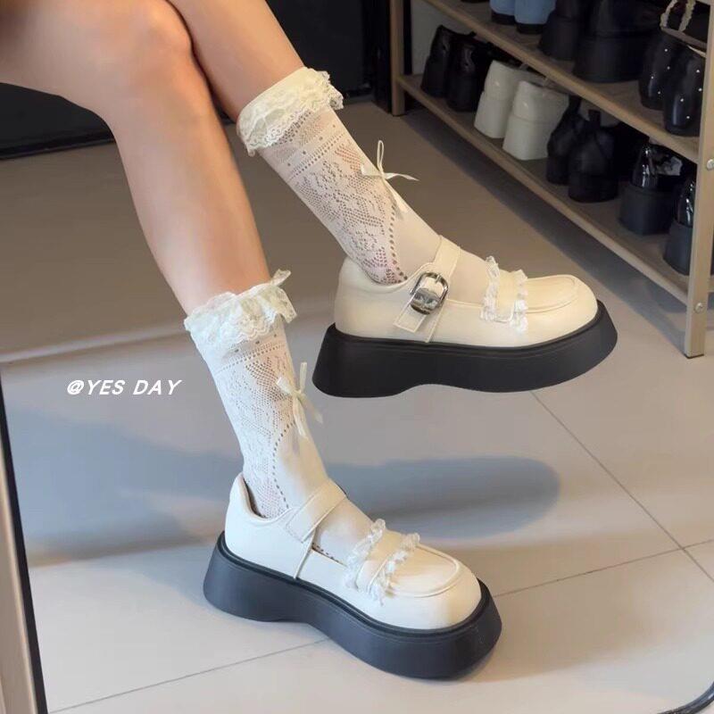 好货日系甜美少女感花边配裙子小皮鞋女2026夏季新款圆头厚底玛丽