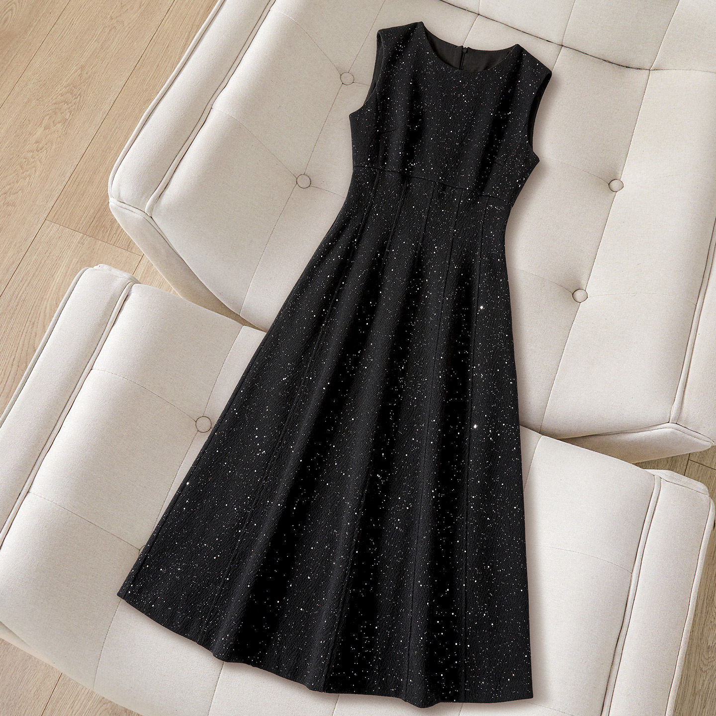 她池圆领连衣裙2025秋装新款女装时尚中长款收腰显瘦叠穿背心裙,女装/女士精品,连衣裙,淘宝优惠券,粉丝福利购,淘宝优惠卷