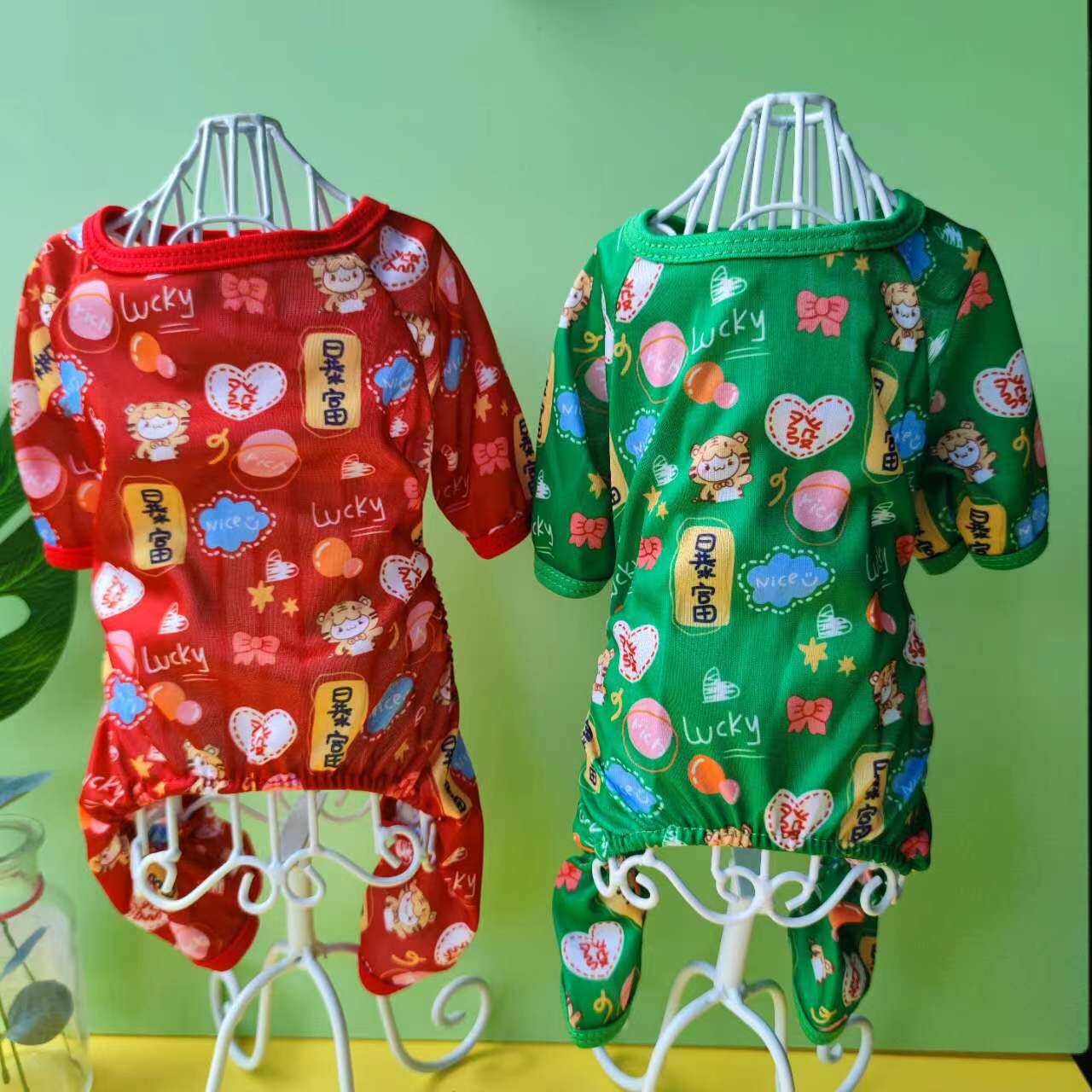 春秋款狗狗衣服四脚衣猫咪小中型犬泰迪博美吉娃娃小黄鸭宠物衣服