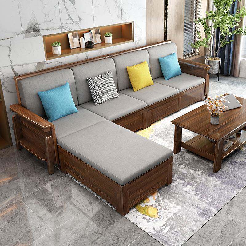 乌金木沙发现代中式实木沙发客厅贵妃转角组合家用小户型套装家具