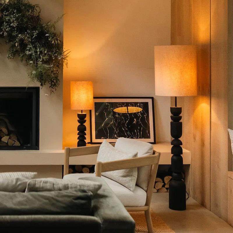 新款中古风实木落地灯法式复古客厅沙发旁高级氛围感立式床头台灯