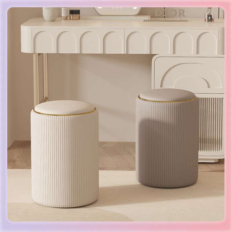 ??化妆凳子梳妆台椅女生家用主卧室储物小圆凳靠背轻奢感衣帽
