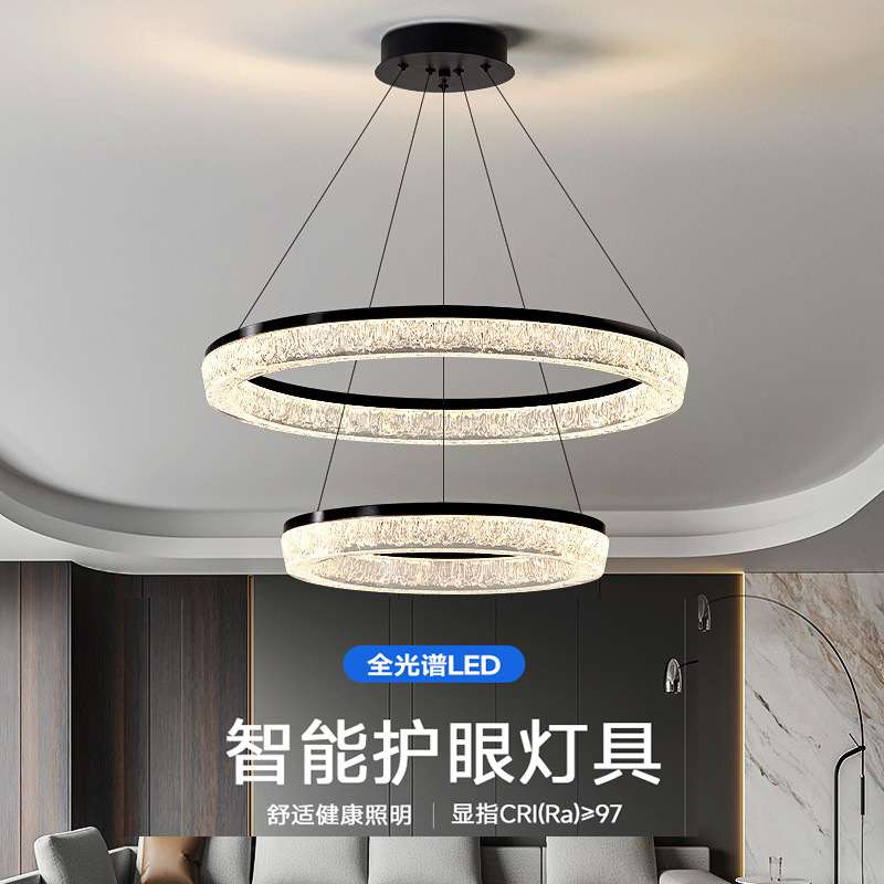 2025新款意式极简高端大气高级感轻奢现代简约圆环客厅灯主灯吊灯