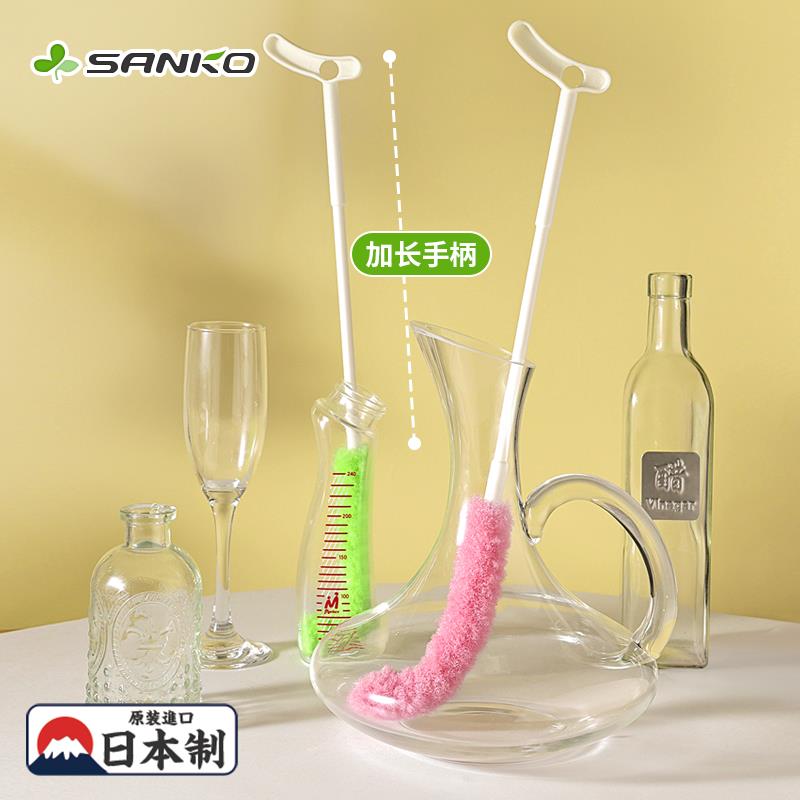 进口加长手柄自由弯头杯刷异形塑料玻璃瓶刷花瓶水杯小口瓶清洁刷