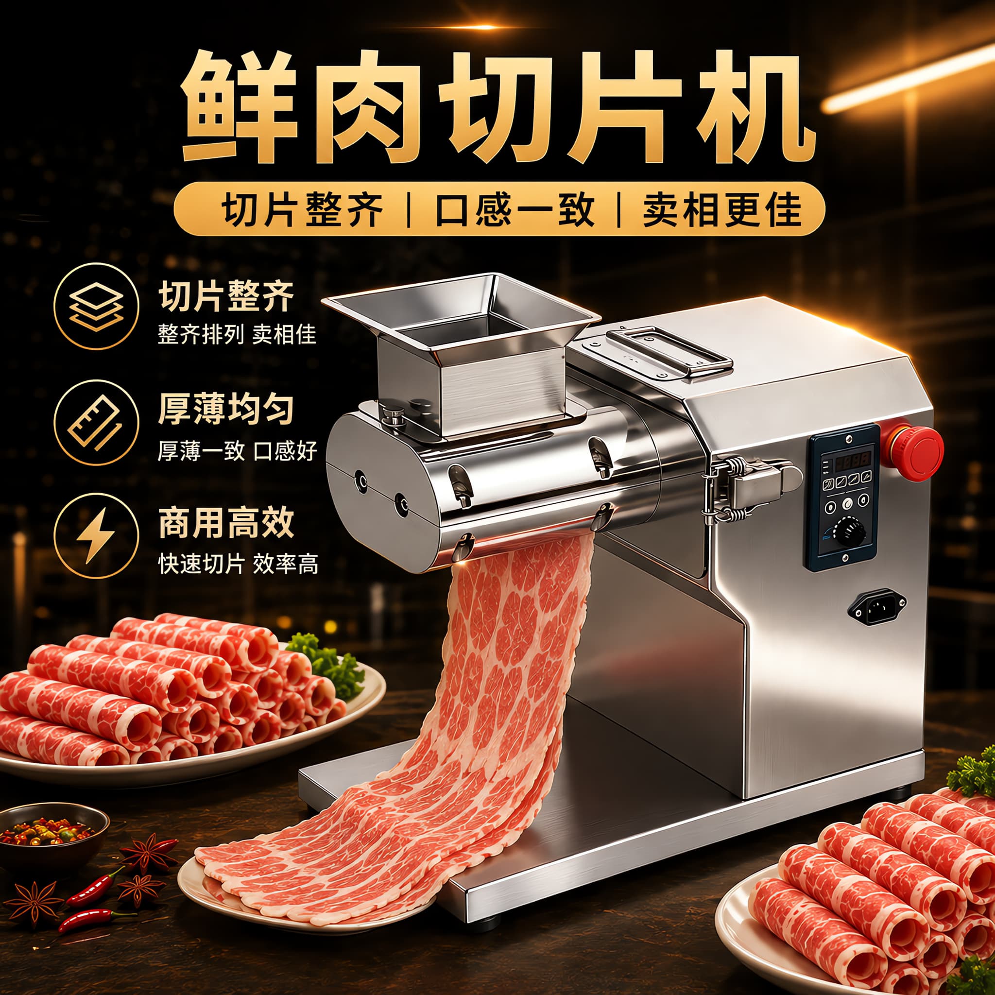 鲜肉切片机商用小型电动火锅店牛羊猪肉吊龙腰片毛肚烤肉店切肉机