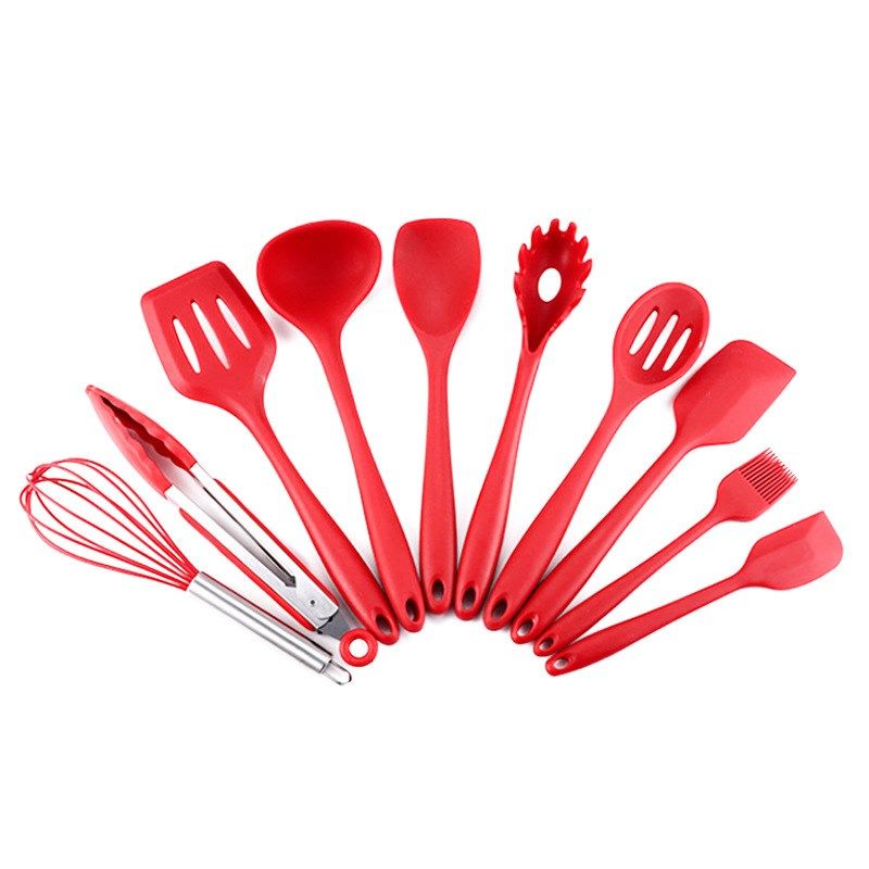 跨境现货 全包硅胶厨具10件套 铲子锅铲厨房用具套装硅胶铲工具