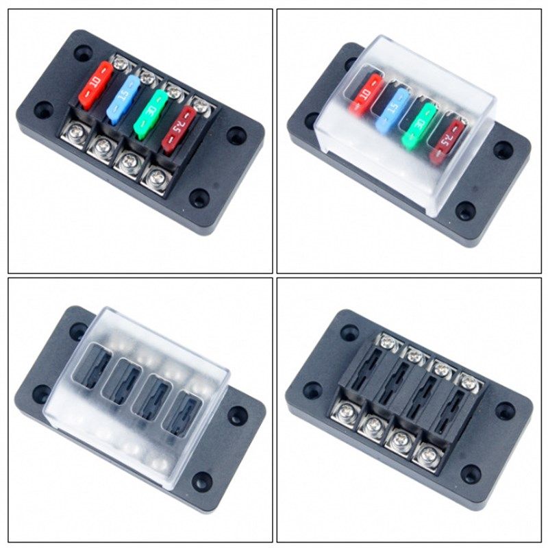 ATO保险丝4进4出4路汽车保险丝盒多路保险座2孔螺丝款4保险丝4档