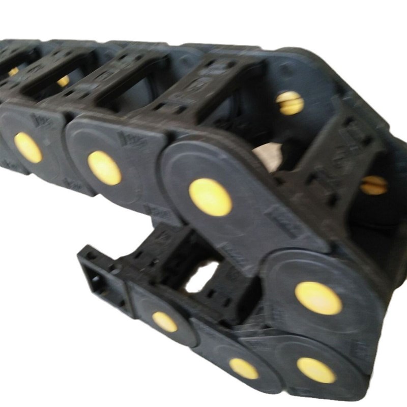 供应18系列工程塑料拖链25xinl坦克链机床 黄扣尼龙拖链